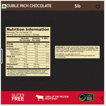 Gold Standard 100% Whey Protein Powder | Double Rich Chocolate | 5 lbs